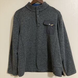 Woolrich Pullover 1/4 Zip Men L Snap Button Pocket Sweater Sweatshirt Gray Men